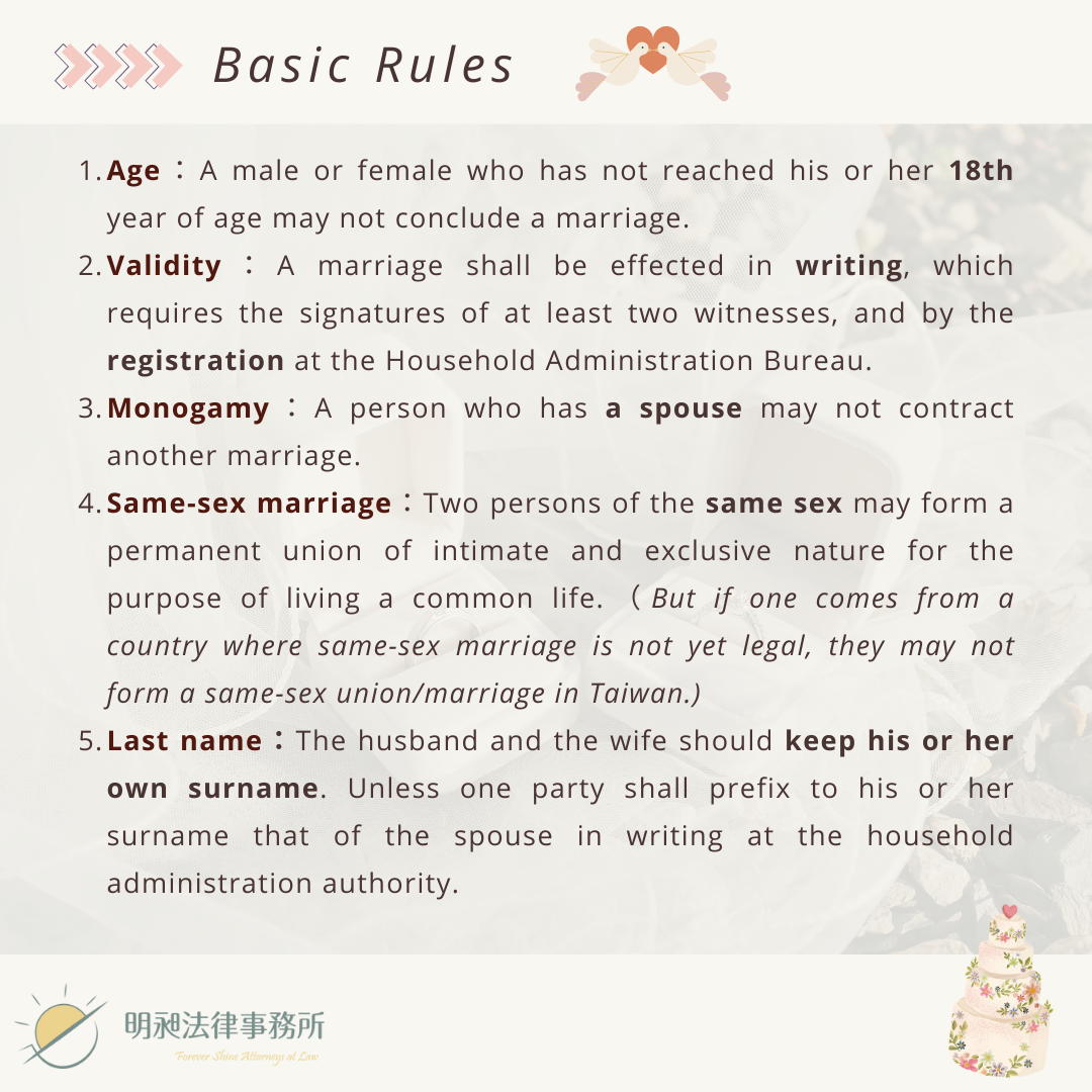marriage laws in taiwan-basics rules
